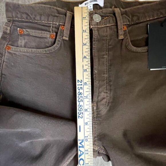 RE/DONE 70s Ultra High Rise Stove Pipe Jeans Womens Size 25 Brown Straight Leg - Picture 14 of 16